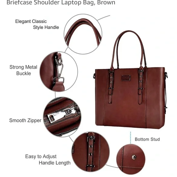 Elegant Brown Leather Tote Bag - Picture 5 of 16